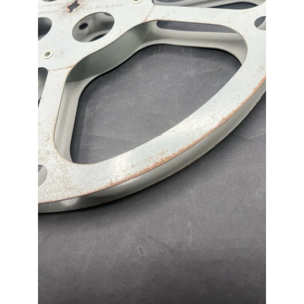 VTG Taylor Reel Corp 16MM 1200 Ft Metal Film Reel MIL-R-214D Rochester NY Gray